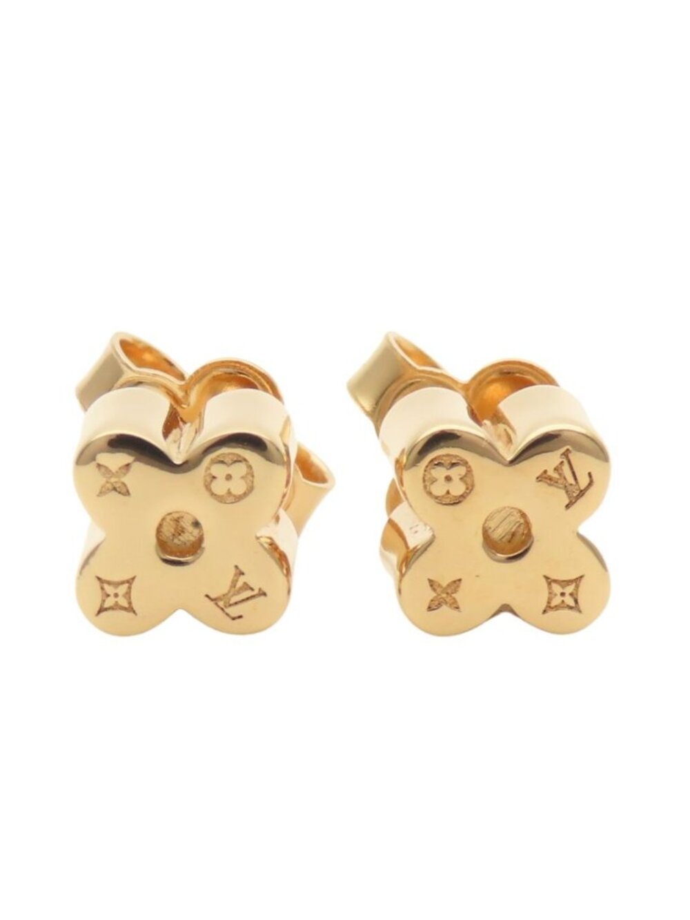 Louis Vuitton Earrings Boucles D'oreilles Fast Flower Metal Gold Monogram Plated